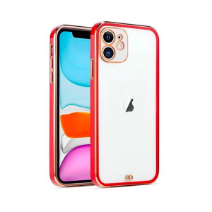 iPhone 11 6.1inç Gold Çerçeve Kamera Korumalı Silikon Bumper Kılıf-(5775)