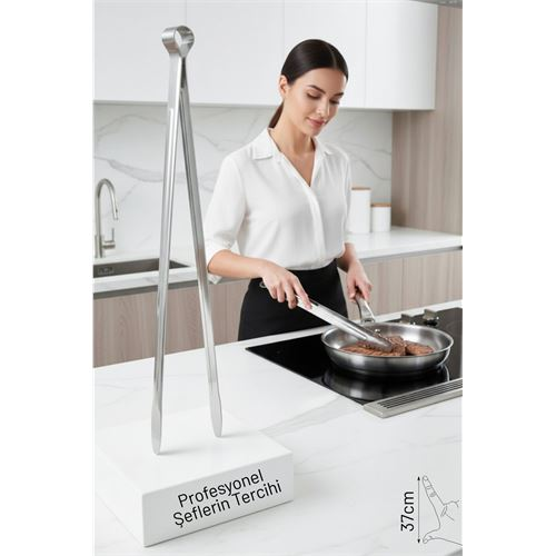 37 cm XXL Izgara Maşası – Paslanmaz Çelik Profesyonel Mutfak ve Barbekü Kullanımı