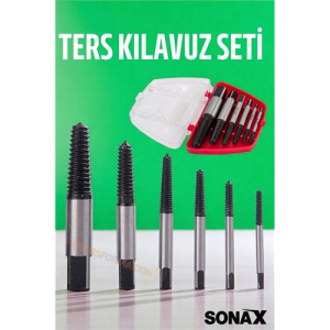 HSNET Ters Kılavuz 6 lı Set Saf Çelik Kırık Civata Vida Sökücü Kırılmış Vida Civata Sökme Aparatı
