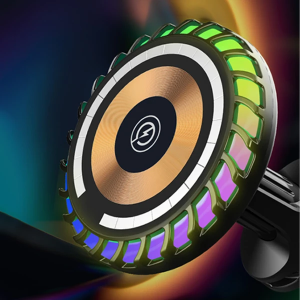 ALLY W06 MagSafe RGB 15W Kablosuz Hızlı Şarj Cihazı ve Araç İçi Telefon Tutucu-(5775)