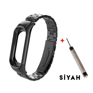 Xiaomi Mi Band 3 Aklıllı Saat 3 Bakla Çelik Kayış Kordon-(5775)