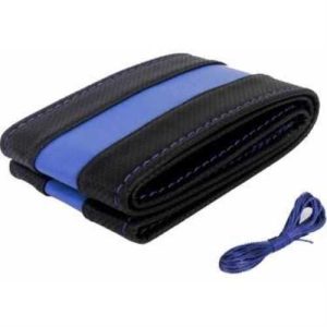 Direksiyon Kilifi Igne Örgü Sarmali Deri Siyah-Mavi