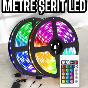 Yeni Nesil RGB Işıklı 10Metre Şerit Led Kumandalı Şarj Edilebilir