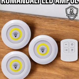 Mutfak Dolap Altı Işığı Uzaktan Kumandalı Yapışkanlı Kablosuz Pilli
