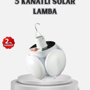 Güneş Enerjili ve USB Şarjlı LED Kamp Lambası – 5 Farklı Işık Modlu Askılı Tasarım