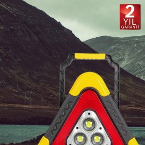 Işıklı Üçgen Reflektör Led Projektör Acil Durum Feneri Flaşör 500 Lümen