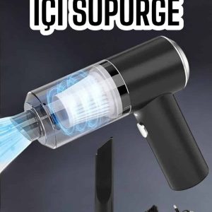 Üflemeli Güçlü Vakumlu Ev Ofis Araç Süpürgesi El Süpürgesi Şarjlı