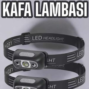 Kafa Lambası Kamp Lambası Led Işık Şarjlı Ayarlanabilir