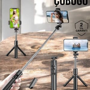 Kumandalı Tripod Telefon Tutucu Selfie Çubuğu 360 Derece Dönebilen