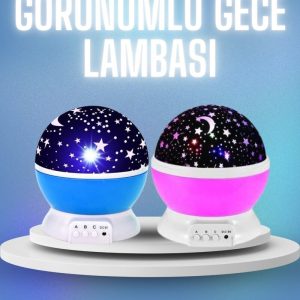 Renkli Yıldızlı Gökyüzü Projeksiyon Gece Lambası Pilli ve USB Kablolu