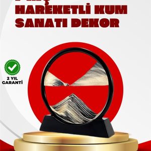 Rahatlatıcı Kum Sanatı – Yuvarlak Cam Çerçeveli Hareketli Kum Resmi Ofis ve Ev İçin Etkileşimli Masaüstü Süs
