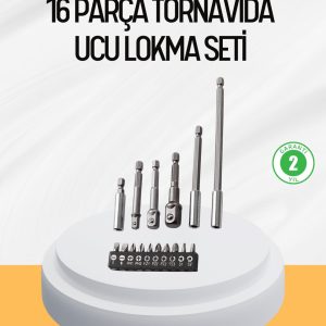 Ergonomik 16 Parça Bits Tornavida Uç ve Adaptör Seti