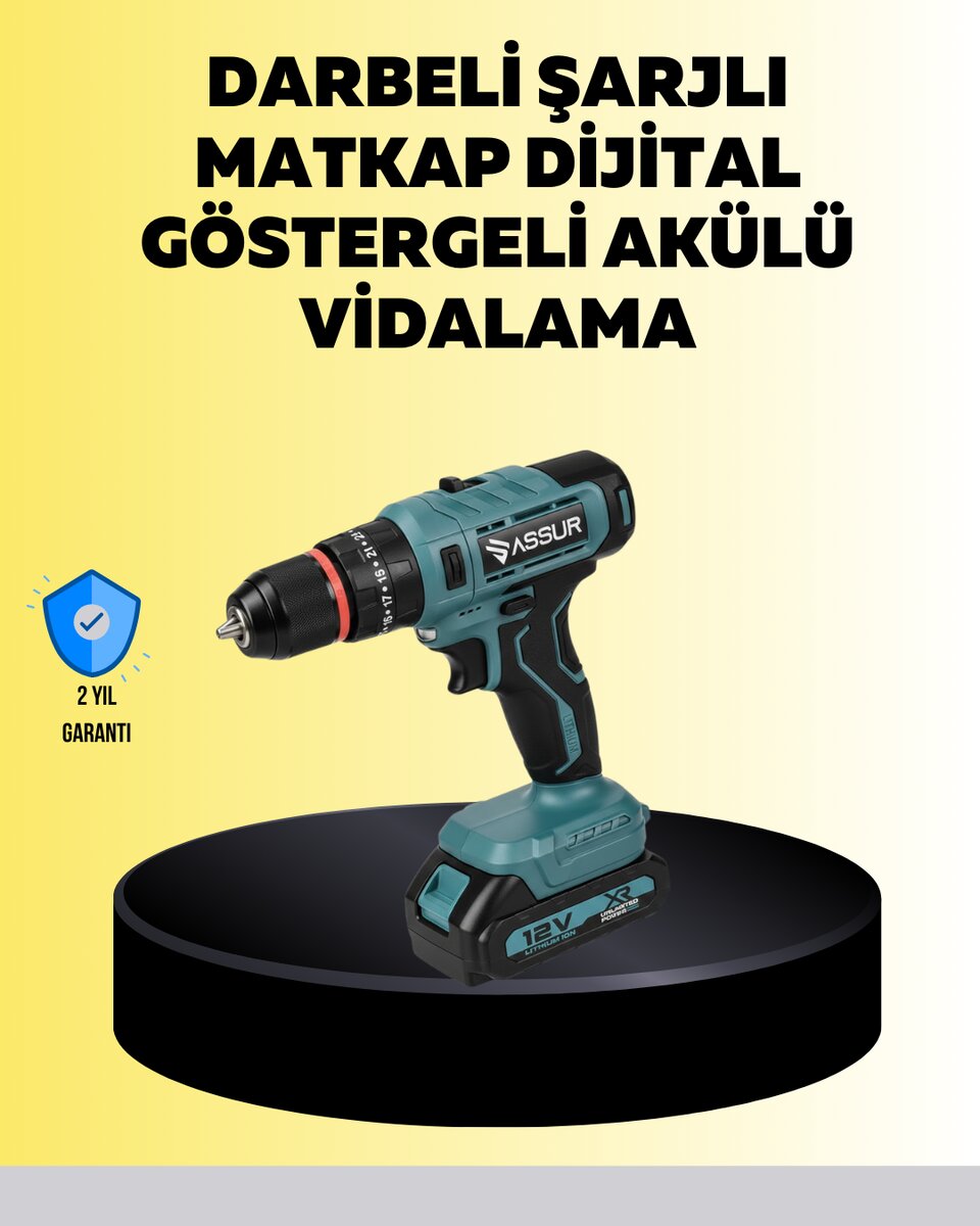 Dijital Ekranlı Matkap Seti Çift Akülü