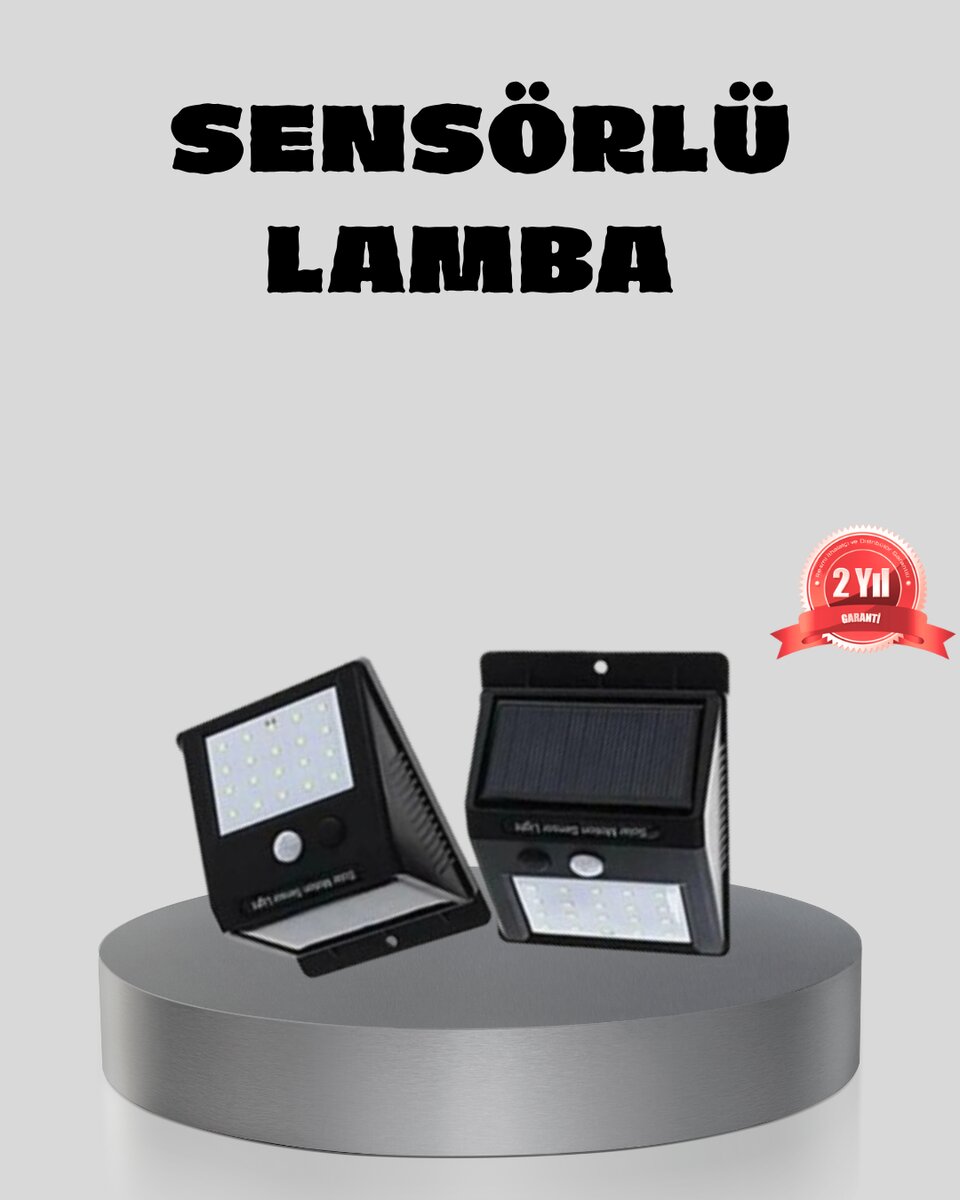 Güneş Enerjili Sensörlü Dış Mekan Duvar Lambası – 3 Modlu 2200mAh Pil 120° Algılama