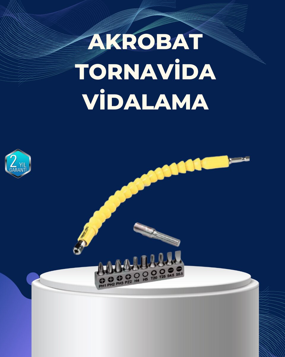 12’li Akrobat Bits Vidalama Seti Esnek Uç Çok Yönlü Kullanım