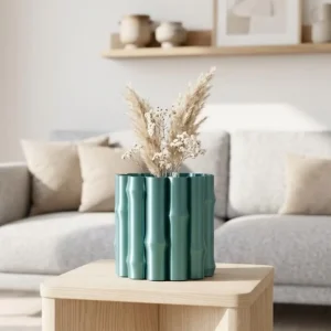 Modern Parlak Yeşil Vazo Dekoratif Şık Tasarım Salon Ofis Kullanım