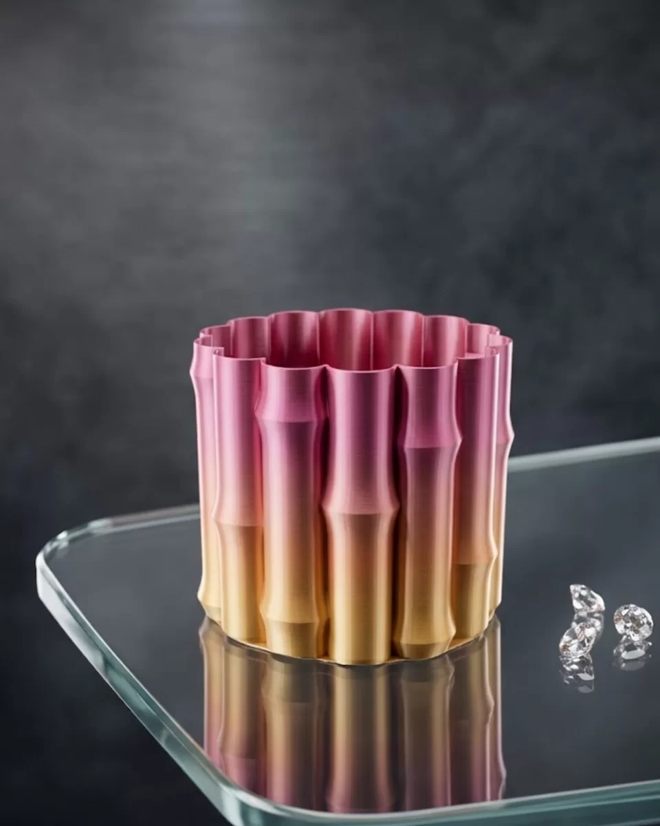 3D Dekoratif Mor Sarı Vazo Modern Tasarım Estetik Ev Aksesuarı