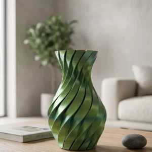 3D Spiral Yeşil Vazo Modern Tasarım Dekoratif Ev Aksesuarı