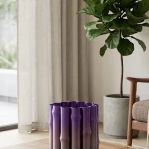 Modern Dekoratif Vazo Mor Gri Geçişli Şık Tasarım Masa Üstü Kullanım