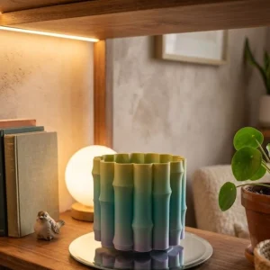 Yeşil Tonlu Dekoratif Vazo Modern Tasarım Salon Ofis Masa Üstü Aksesuar