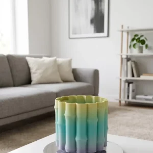 Modern Dekoratif Vazo Yeşil Geçişli Şık Tasarım Masa Üstü Kullanım