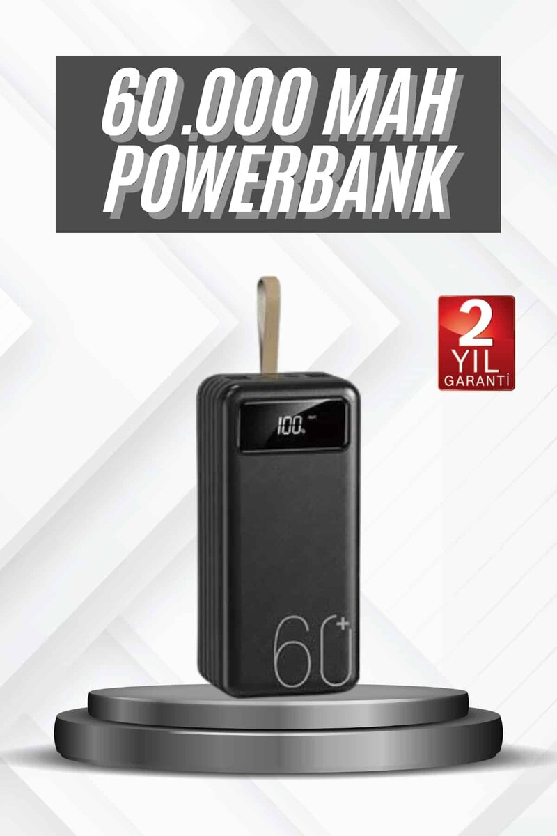 Hızlı Şarj 4 Çıkışlı Powerbank 60.000 Mah Taşınabilir Dijital Göstergeli