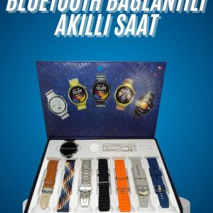 Unısex Yuvarlak Ekranlı 7 Kordonlu Akıllı Saat GPS Destekli Çoklu Kordon Seçeneği