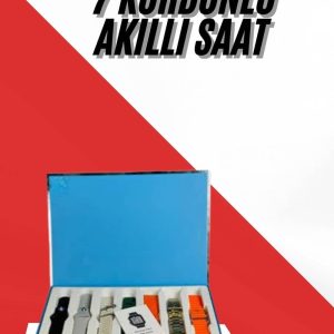7 Kordonlu Unisex Akıllı Saat Çoklu Kordon Seçeneği Amoled Ekran