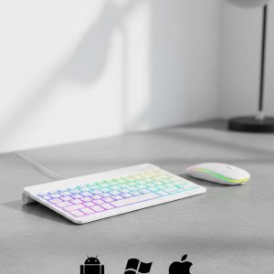 Türkçe Q Aydınlatmalı Klavye Mouse Seti Kablosuz Bluetooth Destekli