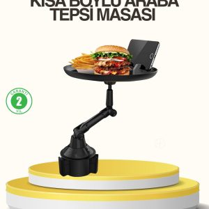 Araç Bardaklık Tepsisi 360° Dönebilen Kol Ayarlı Geniş Yemek Alanlı