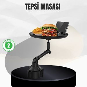 Universal Araç İçi Bardaklık Tepsisi 9 İnç Yemek Alanı ve Telefon Standlı