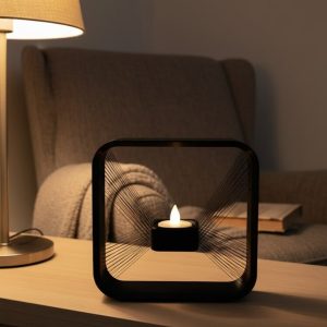 Kare Askılı Mumluk Duvara Asılan Şık Dekoratif Mumluk 16×16 cm