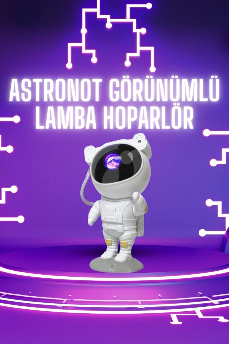 Astronot Şeklinde Bluetooth Hoparlör Gökyüzü Kumandalı Aydınlatma Lamba