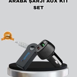 AUX Bluetooth Adaptör ve 38W Hızlı Araç Şarj Cihazı Seti