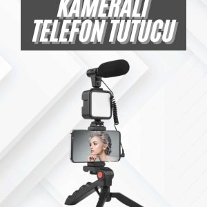 Telefon Tutucu Mikrofonlu Işıklı Youtuber Video Kayıt