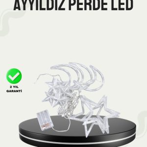 Prizli Yıldız Ay Perde LED Işık Ev ve Organizasyon Dekoru