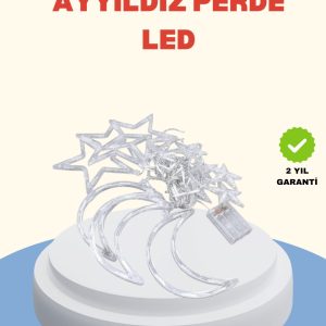 Yıldız Ay Tasarımlı Prizli Perde LED Işık İç Mekan Dekoru