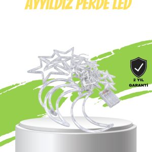 Prizli Perde LED Işık Yıldız ve Ay Figürlü Romantik Aydınlatma