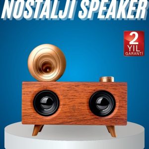 Bluetooth Nostalji Speaker Radyo Gramofon Ahşap Renk Vintage