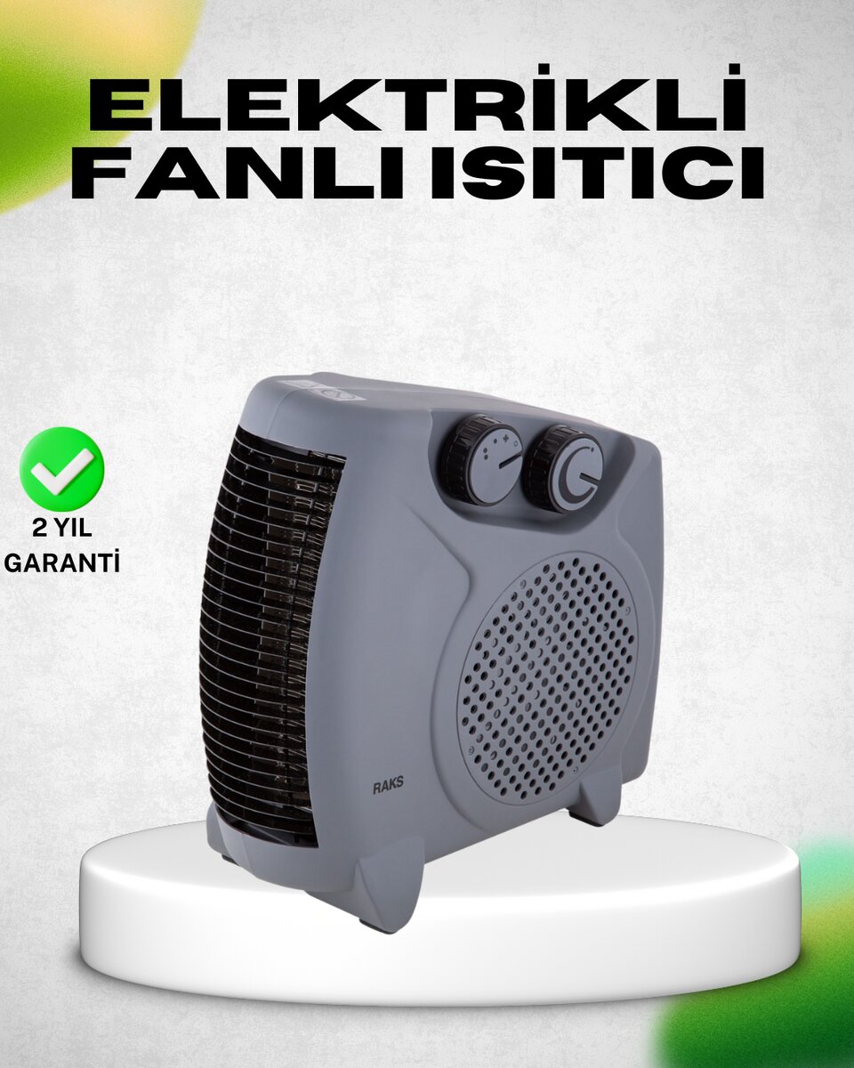 Fanlı Elektrikli Isıtıcı Termostatlı Güvenli Yanmaz Plastik Gövde