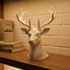 Beyaz Geyik Biblo 23 cm Dekoratif Modern Tasarım