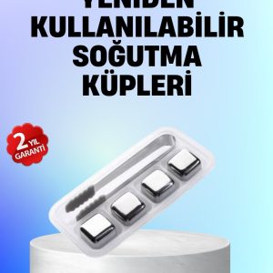 Yeniden Kullanılabilir 304 Çelik Metal Buz Küpleri 4'lü Set