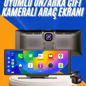 Android ve İOS Uyumlu Ön Arka Çift Kameralı Araç Ekranı Dokunmatik CarPlay
