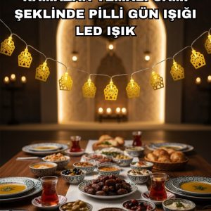 Dekoratif Ramazan LED Işık Pilli Cami Tasarımlı Zincir Aydınlatma