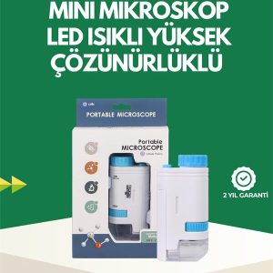 LED Aydınlatmalı 80–200 Kat Büyütmeli Cep Mikroskop