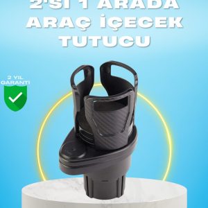 Çiftli Araba Bardak Tutucu Karbon Fiber Görünümlü 360° Ayarlı