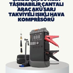 Taşınabilir Akü Takviye Cihazı Işıklı Hava Kompresörü Powerbank