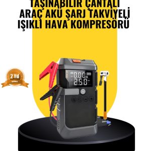 Işıklı Hava Kompresörlü Taşınabilir Akü Takviye Ünitesi