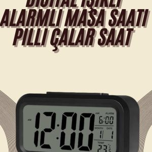 Dijital Masa Saati Termometreli Takvim Çalar Saat Led Ekran Pilli
