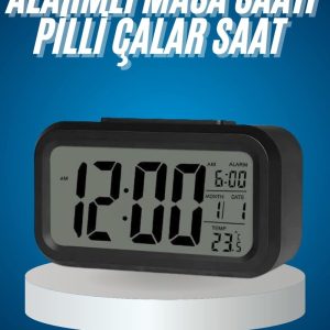 Işıklı Dereceli Masa Ofis Saati Alarmlı Termometre Takvim Çalar Saat